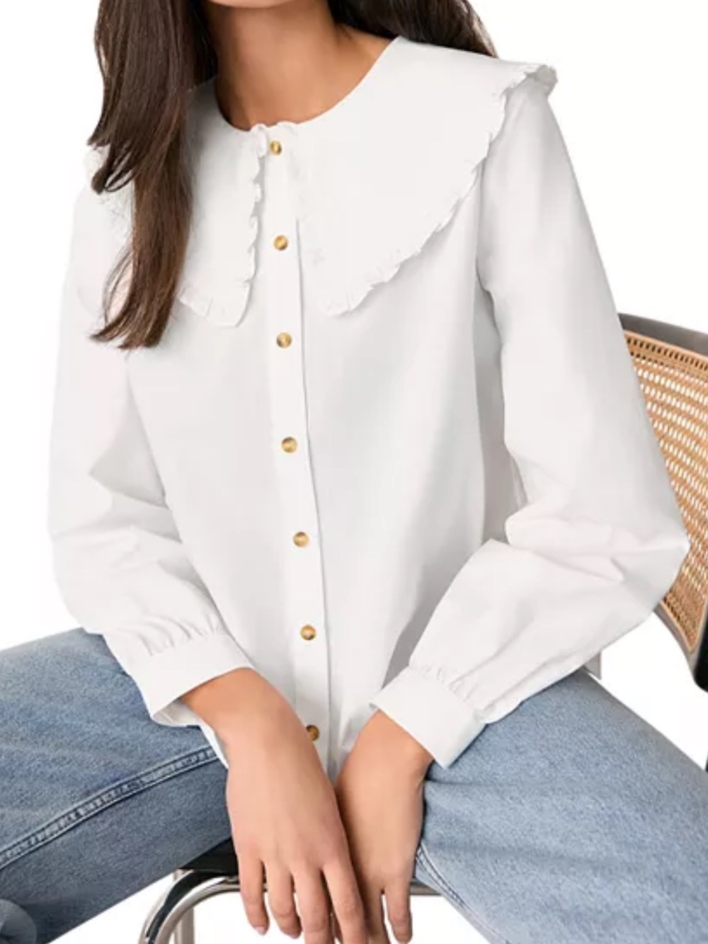 Whistles NWT White Cotton Collar Detail Top